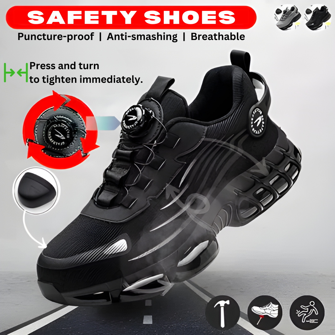 Henner Z90 Ultra-Light, Wear-Resistant Safety Shoes with Steel Toe-Ratchet Buckle