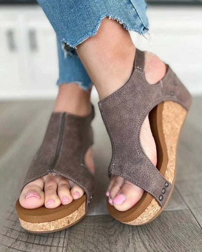Zenova®  - Mid-Heel Wedge Sandals